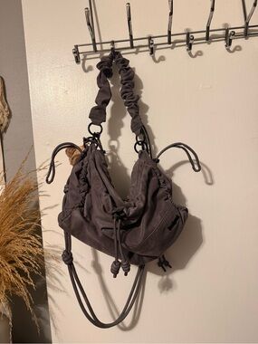 Desigual Ruched Drawstring Adjustable Shoulder Bag - in Gray